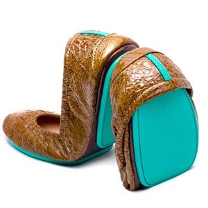 TIEKS Brown Sienna Crock Embossed Flats Size 8